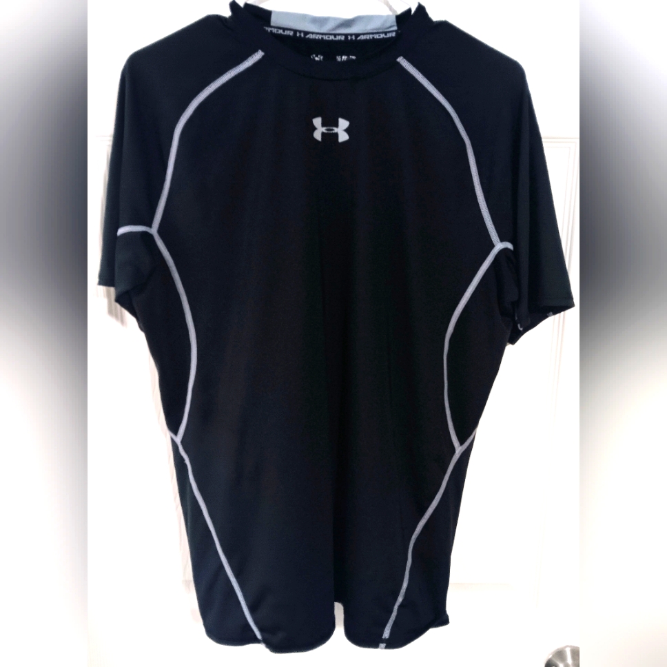 Under Armour T-Shirt Size 2xl Black Compression Heat Gear Short Sleeve Mens
